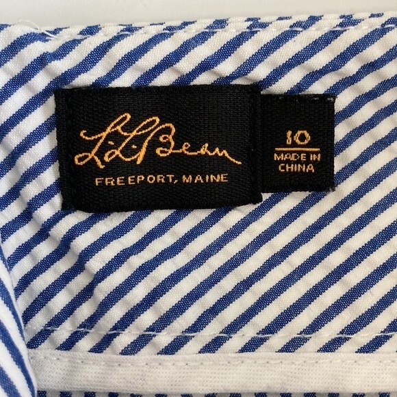 LLBEAN Blue White Searsucker Summer Mini Skirt Size 10 - Picture 5 of 8